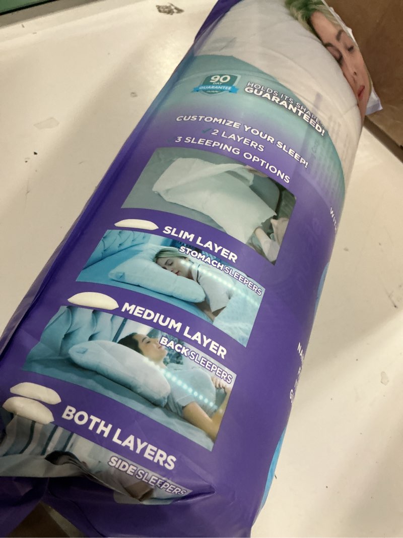 Condition photo showing Good Condition for Bluewave Bedding Ultra Slim Gel Memory Foam Pillow for Stomach and Back Sleepers - Thin, Flat Design for Cervical Neck Alignment and Deeper Sleep (2.75-Inches Height, Standard Size) 2.75"H Ultra Slim (Standard)