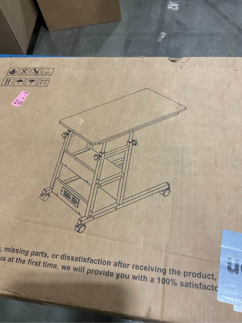 Condition photo showing New/Like New for armocity c shaped end table height adjustable - couch side table with charging station, tv tray with wheels slide under sofa for small spaces, living room bedroom, rustic brown