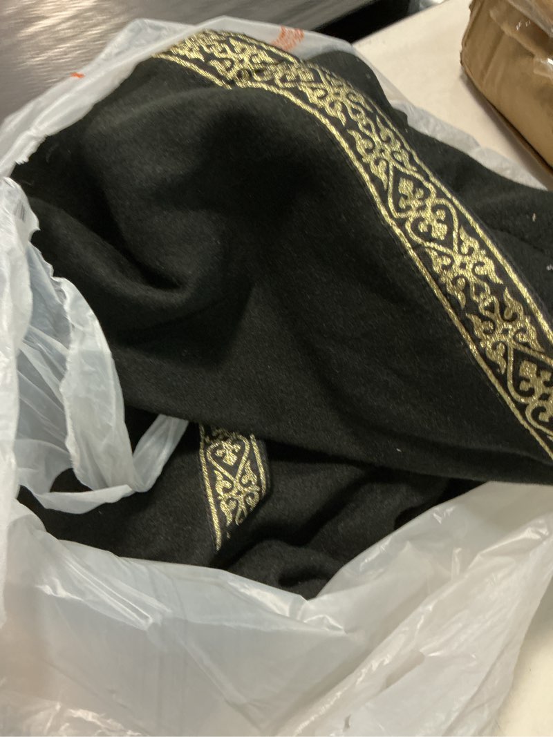 Condition photo showing Good Condition for runcati mens renaissance shawl half shoulder cape medieval samurai cloak larp warrior ren faire halloween costume black large