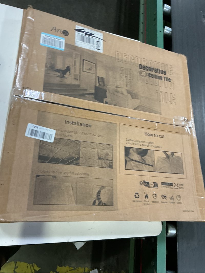 Condition photo showing New/Like New for art3d drop ceiling tiles, glue up ceiling tiles, 2'x2' plastic sheet in antique copper (24-pack, 96 sq.ft) 24"x24" antique copper 24