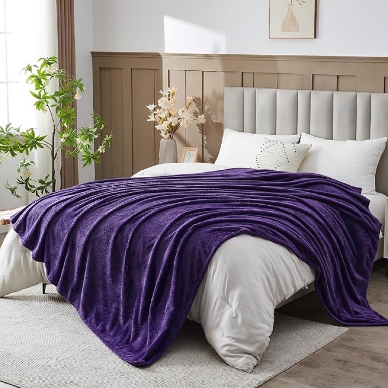 newcosplay super soft king blanket purple premium silky flannel fleece 3d checkered lightweight bed 