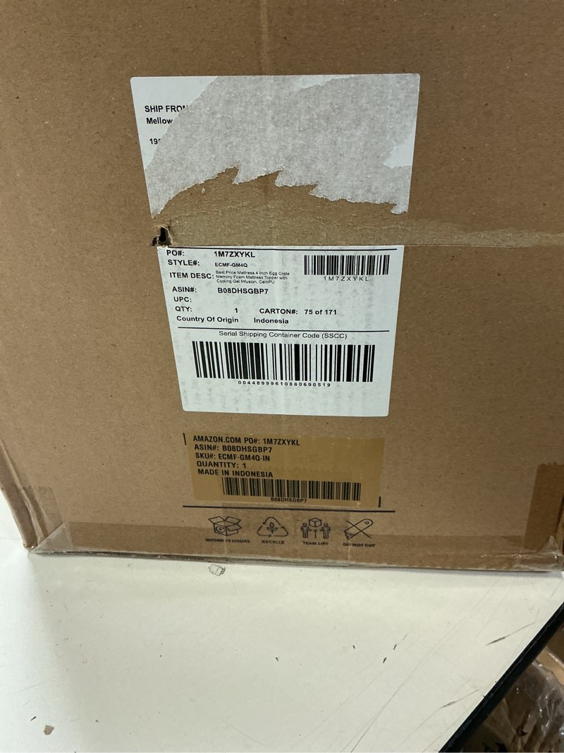 Condition photo showing Good Condition for Best Price Mattress 4 Inch Egg Crate Memory Foam Mattress Topper with Cooling Gel Infusion, CertiPUR-US Certified, Dorm Essentials, Queen, Light Blue 4 Inch Queen
