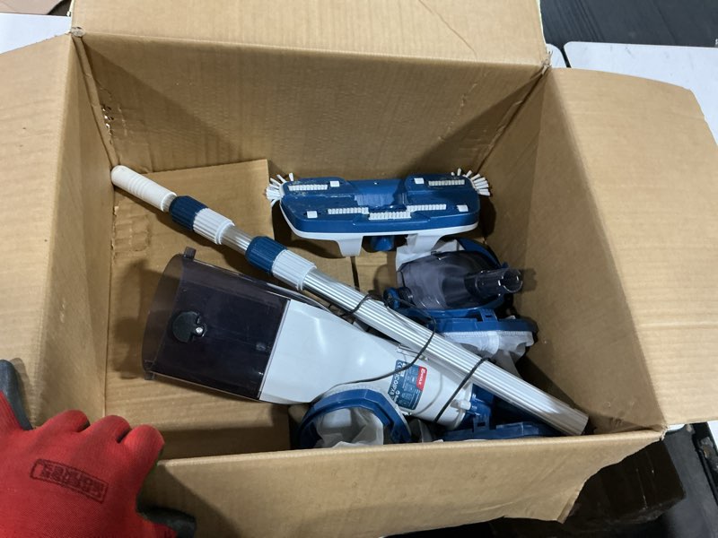 Condition photo showing As Is for enhulk pool vacuum for above ground pool, upgraded 13.4" wide head & telescopic pole, 18.5 gpm powerful suction, 60 mins runtime, cordless handheld rechargeable pool cleaner for inground pools, pc15 pc15 blue
