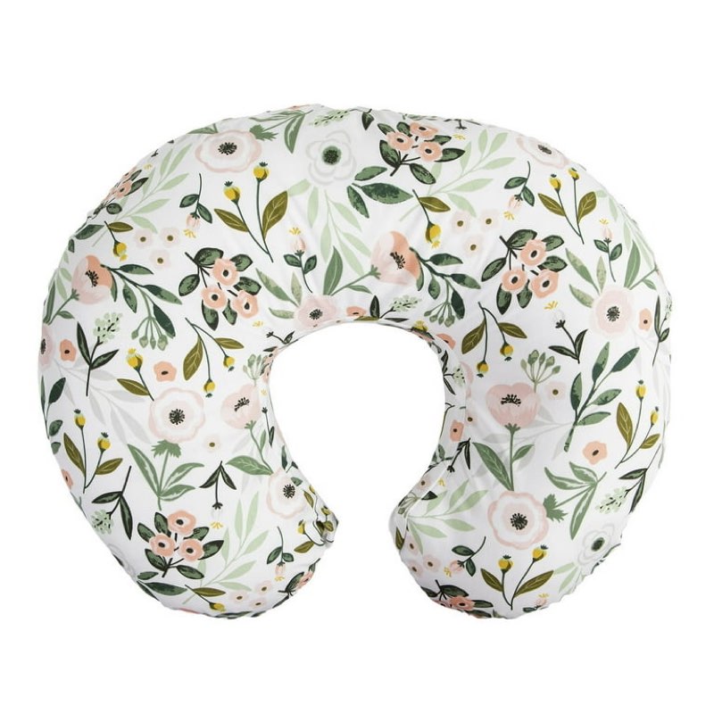 boppy nursing pillow, pink garden, support for feeding, hypoallergenic fill, removable cover, machine washable