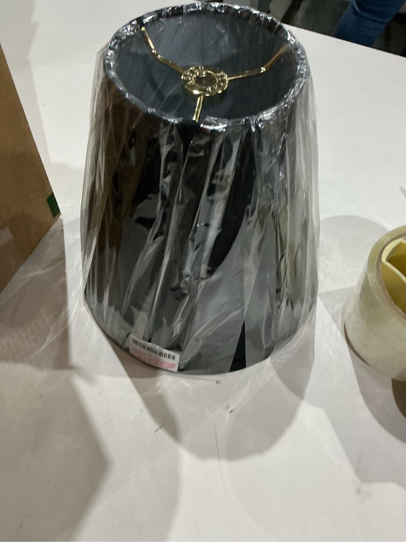 Condition photo showing Good Condition for black satin hardback chandelier mini lamp shades, black