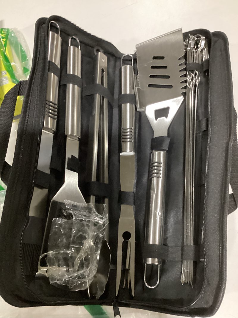 Condition photo showing Good Condition for bbq grilling tools set,16" stainless steel grilling accessories kit for men gift,bbq grill utensils gift kit with portable carry bag bbq tools grill tools set for backyard outdoor grill cooking 21 pcs