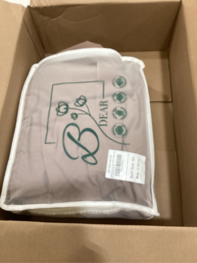 Condition photo showing Good Condition for linen feel light chocolate brown duvet cover queen size 90'' l x 90'' w, percale 100% washed cotton duvet cover with zipper closure plus 2 pillowcases, oeko tex standard certificated light chocolate brown(no comforter) queen (90" x 90")