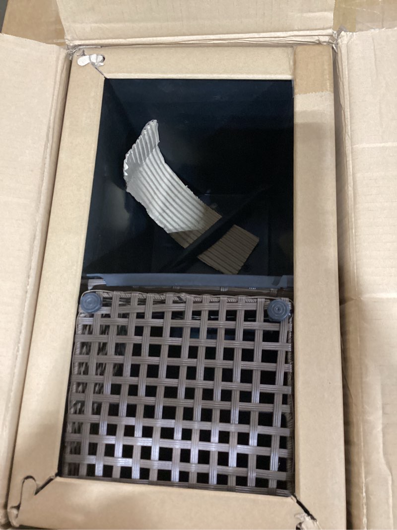 Condition photo showing Good Condition for idzo all weather wicker planters for outdoor plants set of 2, 24 inch tall planter for front porch, patio, balcony, indoor usage - square rattan flower pots, mocha mocha square no assembly required
