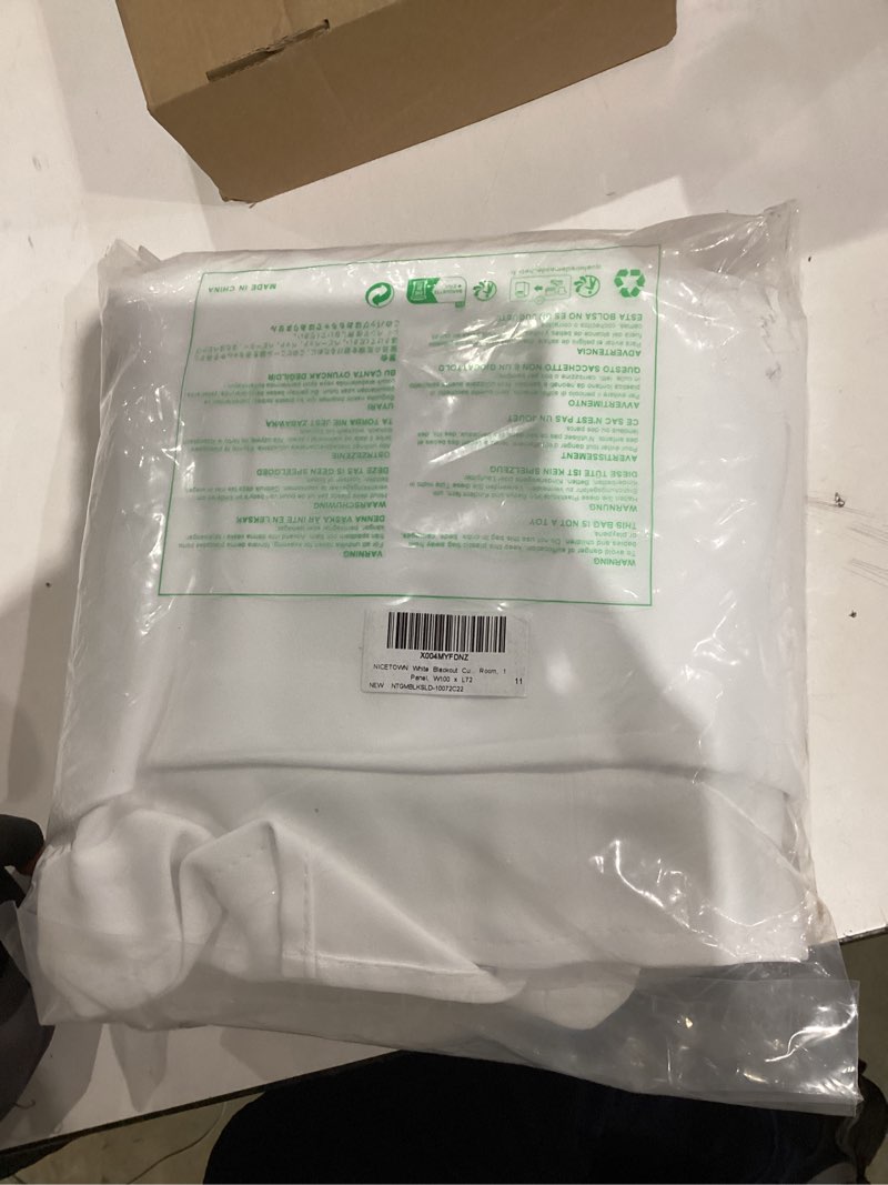 Condition photo showing New/Like New for nicetown white blackout curtains 72 inches long, grommet privacy window treatment thermal insulated room darkening sliding glass door drape for bedroom living room, 1 panel, w100 x l72 white 100"w x 72"l (pack of 1)