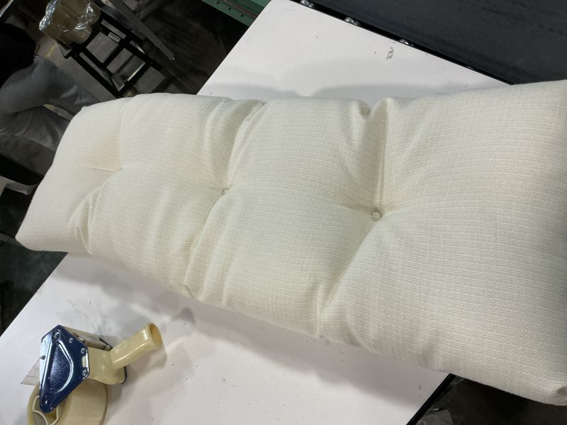 Condition photo showing As Is for Klear Vu The Gripper Non-Slip Tufted Bench Cushion for Indoor Furniture, Assembled in USA, Entryway Storage, Bay Window, Corner Nook or Piano Seat, 35 Inches, Solid Ivory