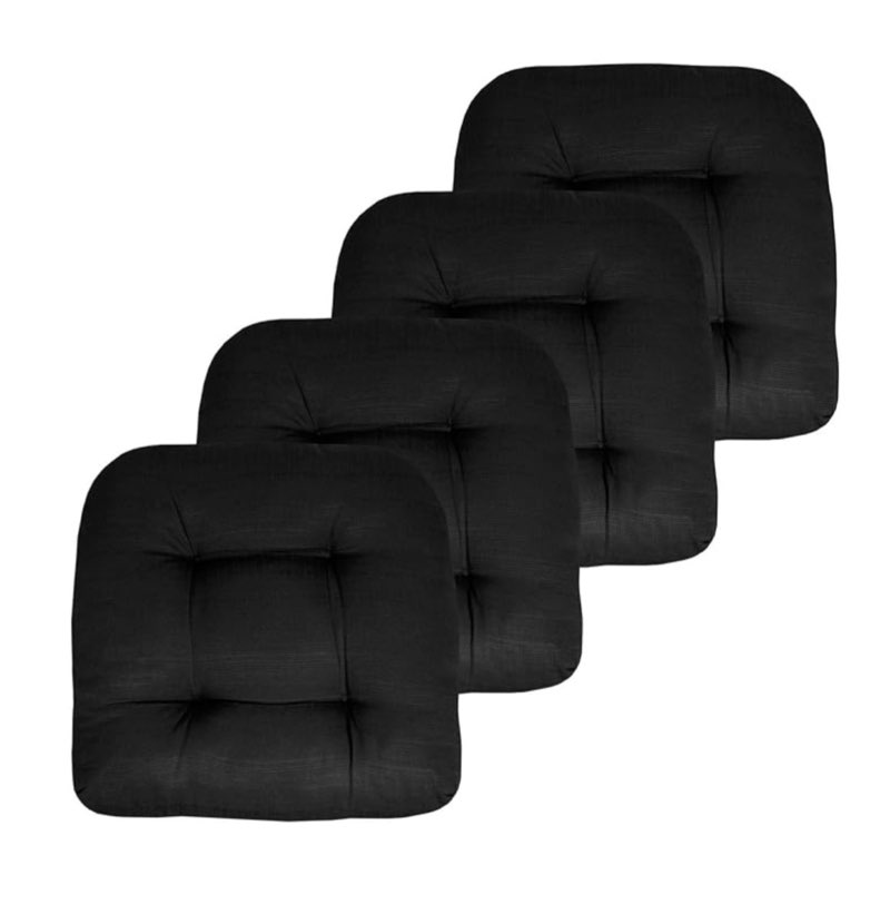Chair Cushions for Dining Chairs, 16.5” x 16.5”, (Set of 4) Black