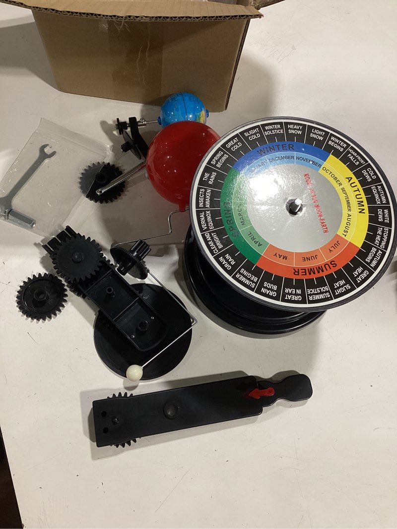 Condition photo showing As Is for english solar system sun earth moon orbital model, educational planetarium project kit for science astronomy teaching, earth moon sun rotation model for kids
