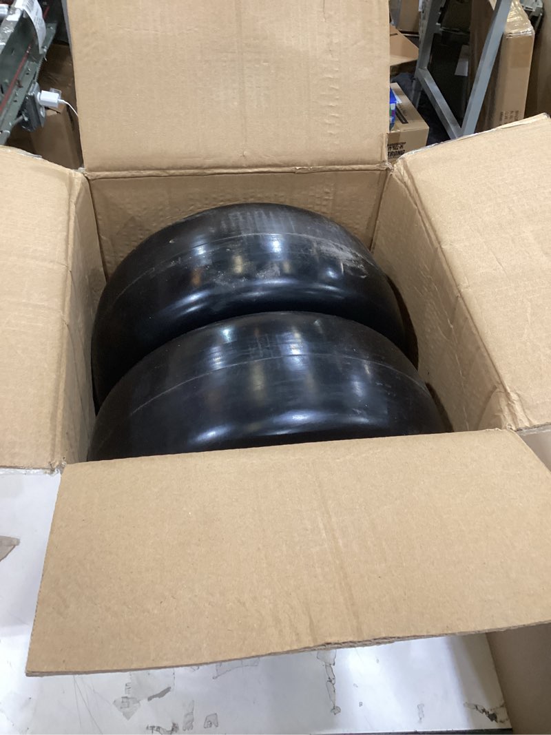 Condition photo showing Good Condition for 13” solid tires, flat free 13x6.50-6” wheels with 3/4” axle bore hole and double sealed bearings compatible with hand truck wheelbarrow tire lawn mower tires (white, 2pcs) p-100