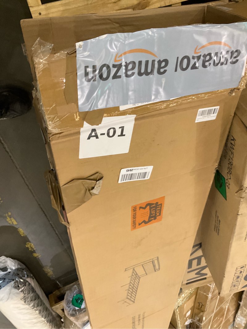 Condition photo showing As Is for OLEVS Full Bed Frame with Headboard, Metal Platform Bed Full Size with 2-Tier Storage, LED Light & Charging Station Type C, No Box Spring Needed