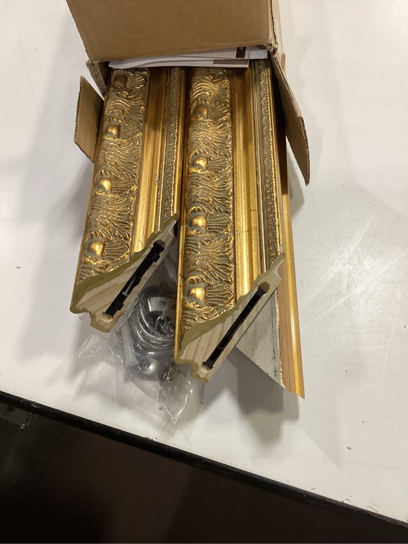 Condition photo showing Good Condition for DIY Wood Frame for 24x36 Canvas Paintings, 2.4" Wide Antique Ornate Canvas Frames for Oil Painting Art Prints, 24x36 Gold Frame for Home Living Room Wall Decor (No Backboard & Glass Cover) 24x36" Gold