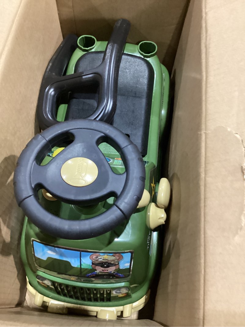 Condition photo showing As Is for Kiddieland: Lights N' Sounds Activity Truck - U.S. Army - Foot-to-Floor Vehicle, Interactive Dashboard, Under Seat Storage, Handle, Toddlers 12-36mo