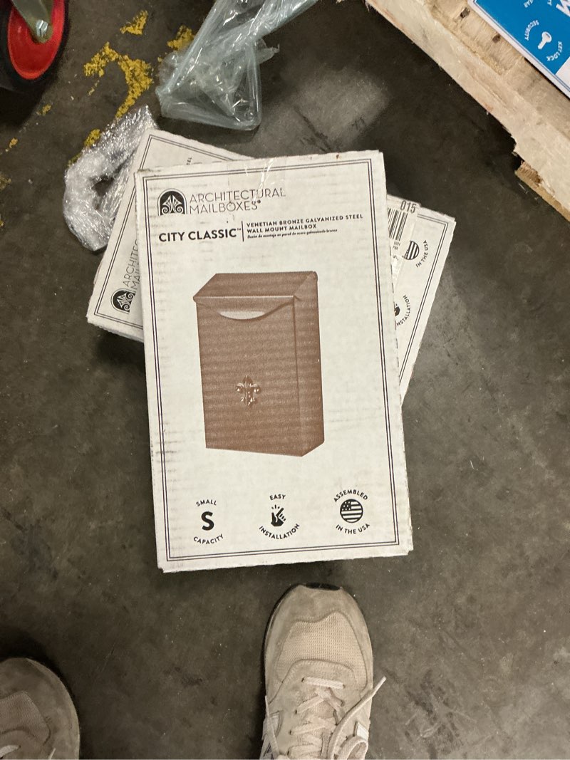 Condition photo showing New/Like New for architectural mailboxes city classic galvanized steel wall mount venetian bronze mailbox