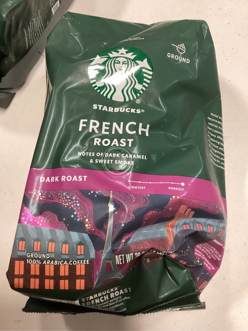 Condition photo showing Good Condition for Starbucks Ground Coffee, Dark Roast Coffee, French Roast, 100% Arabica, 1 bag (28 oz) French Roast 28 Ounce (Pack of 1)(Best Before:21/DEC/2025)