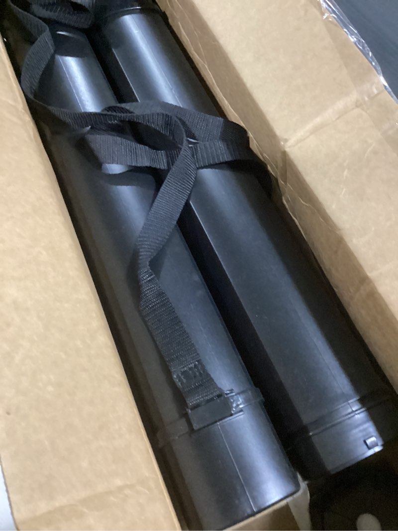 Condition photo showing Good Condition for 2-pack extendable poster tubes expand from 24.5” to 40” with shoulder strap | carry documents, blueprints, drawings and art | black portable durable round storage cases with lids and labels large polygon black-matte
