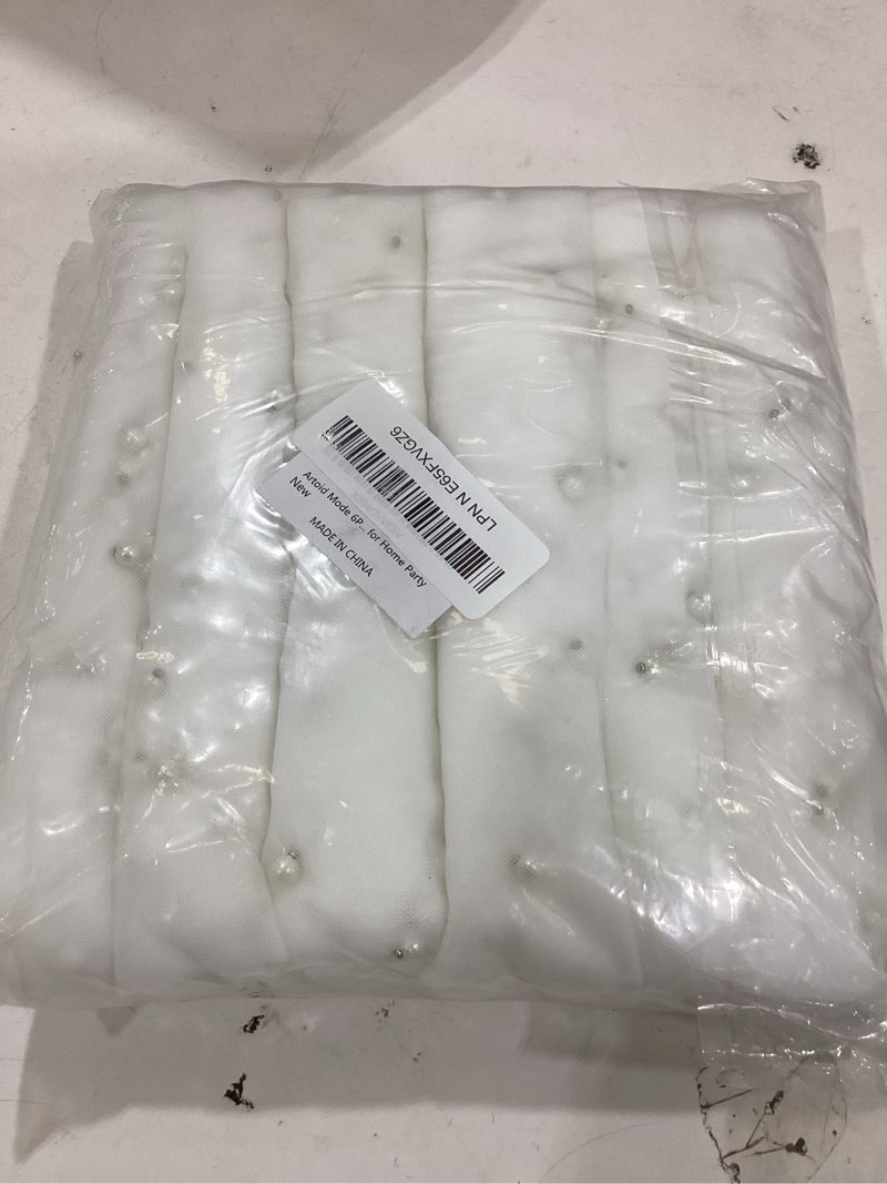 Condition photo showing Good Condition for artoid mode 6pcs pearl gauze table runner 120 inch 10ft, seasonal sheer dining holiday wedding birthday baby shower table decor for home party 28" x 120", 6pc white