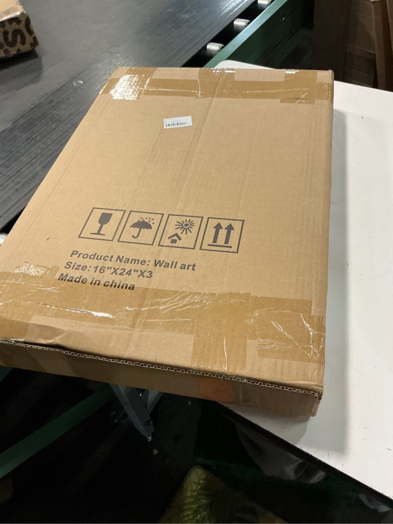 Condition photo showing New/Like New for MPLONG Wall Art 3 Pieces Of Framed Decorative Paintings Abstract Simple Orange White Blue And Other Color Blocks Wall Art Canvas Prints Wall Decor (Black, 16" x 24" x 3 Panels) 16" X 24" X 3 pieces Black & Blue