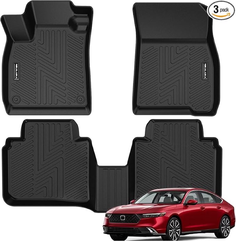 kust floor mats for 2023-2026 honda accord accessories (include hybrid) upgrade dual-layer heel pad 