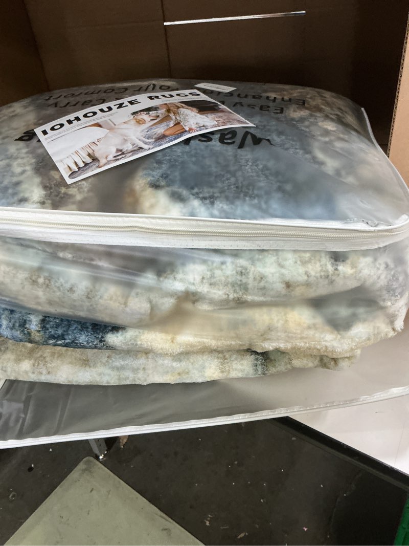 Condition photo showing Good Condition for area rug living room rugs - 6x9 abstract large soft indoor washable rug neutral modern low pile carpet for bedroom dining room farmhouse home office - beige blue beige blue 6' x 9' (rectangular)