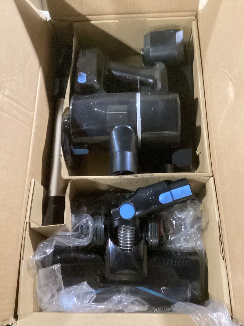 Condition photo showing As Is for eureka cordless stick vacuum cleaner reactisense 440, 60-min runtime, anti-tangle brushroll, intelligent sensing technology, ideal for pet hair, hardfloors & carpets black nec440bk