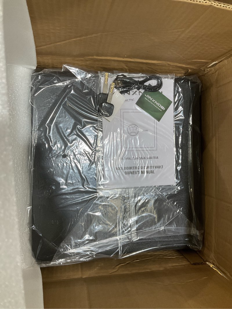 Condition photo showing As Is for Small Biometric Security Lock Box,0.78 cubic feet,Removable Shelf Quick Access safe box with Upgraded fingerprint scanner for home office hotel use