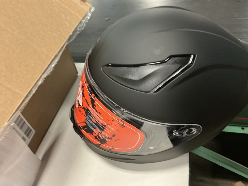 Condition photo showing Good Condition for ots dual visor full-face motorcycle helmet - dot certified, lightweight abs, quick-release buckle, washable liner for men & women matte black medium