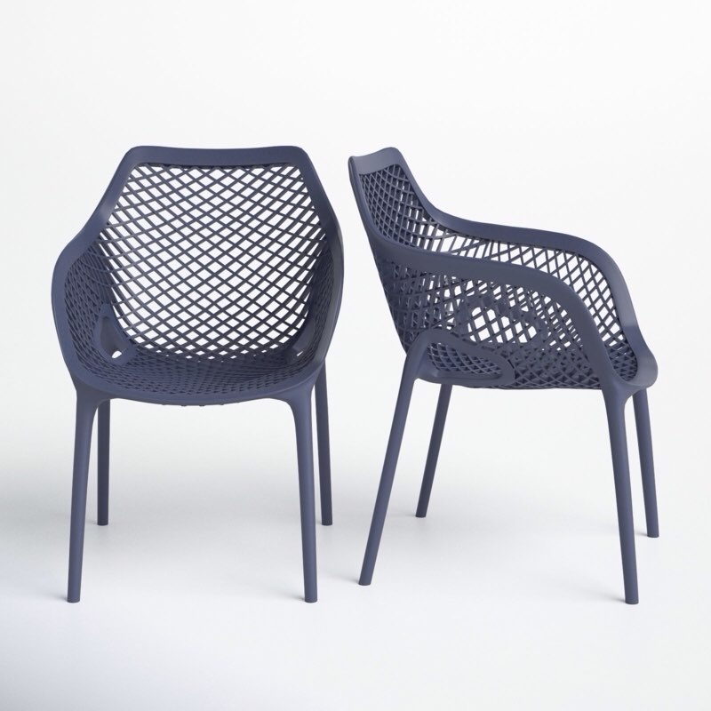 Farrah Stacking Patio Dining Armchair (Set Of 2 )