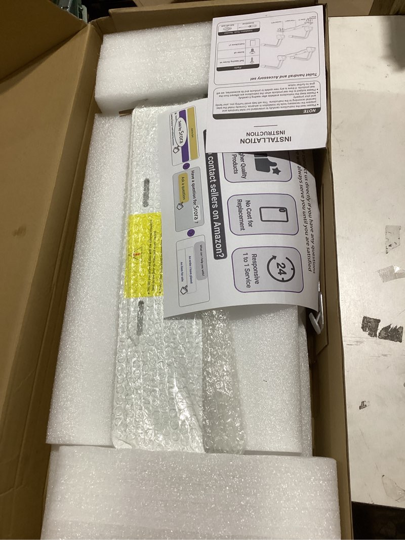 Condition photo showing New/Like New for Toilet Safety Rails for Seniors, Adjustable Armrest, Space Saving, Stylish and Durable, Anti Slip and Anti Fall, Suitable for Elderly, Disabled, Pregnant Women with Armrest Toilet Safety Rail Light Gray