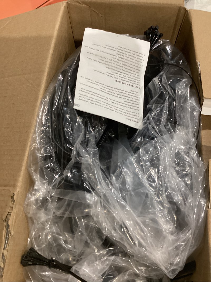 Condition photo showing As Is for Brightever 120FT LED Outdoor String Lights with Remote, Patio Lights Outdoor Waterproof with 36+2 Shatterproof ST38 LED Bulbs, Dimmable Outside Hanging Light for Porch, Garden, Backyard, Cafe, 2700K Black 120FT-Warm White