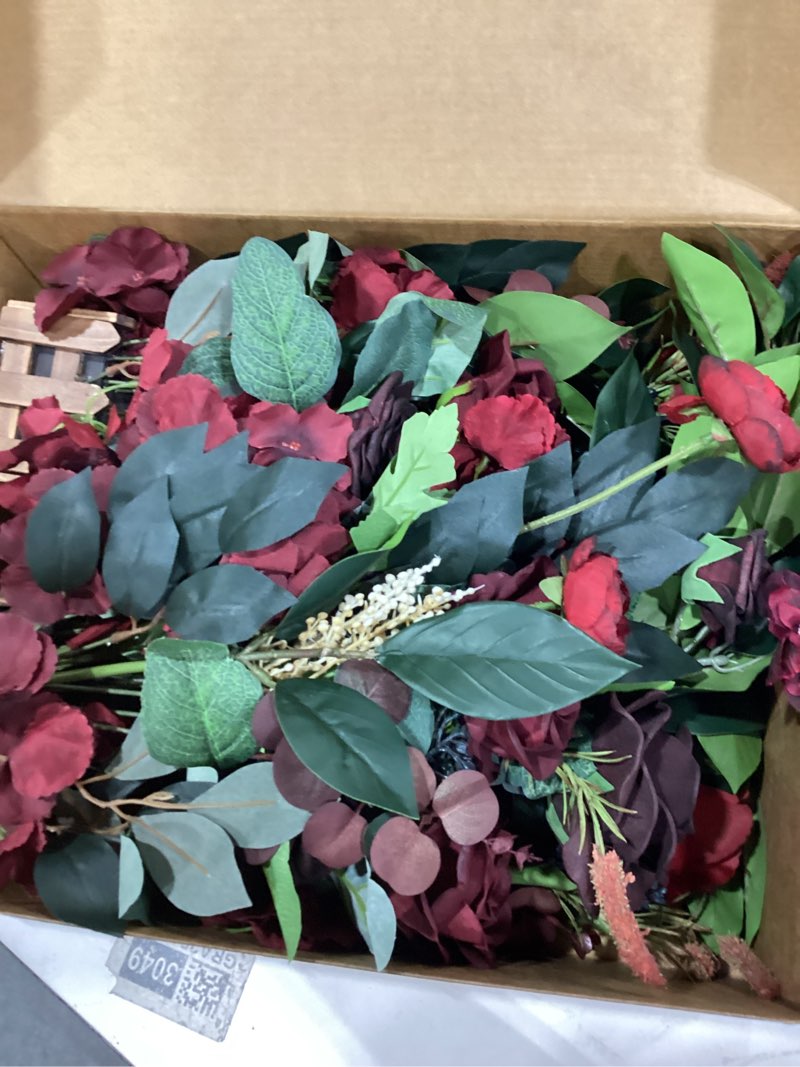 Condition photo showing Good Condition for ling's moment 17.5" tall free standing artificial flowers arrangements 2 pcs wedding aisle runner chair decorations bordeaux red centerpieces for ceremony reception rose floral floor party outdoor red-bordeaux red
