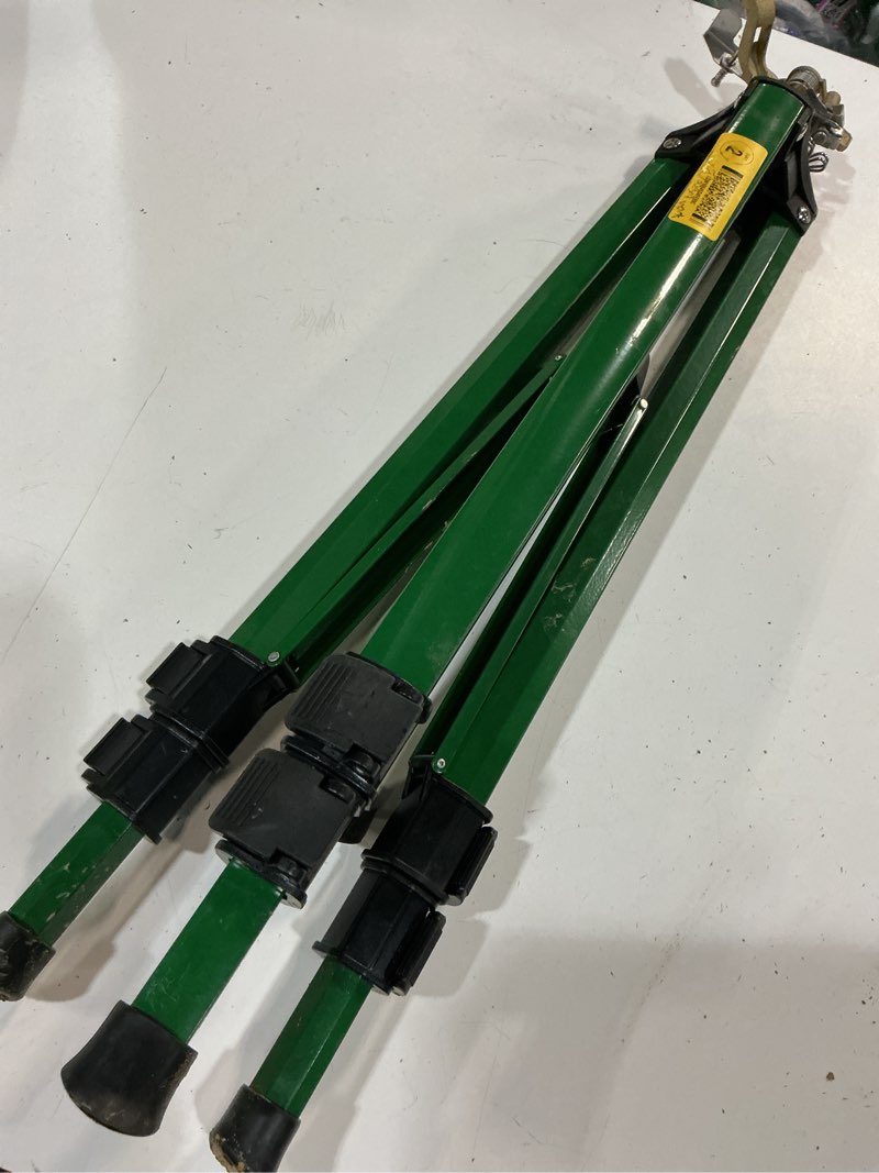 Condition photo showing As Is for orbit heavy duty brass lawn impact sprinkler on tripod base, water yard - 58308d