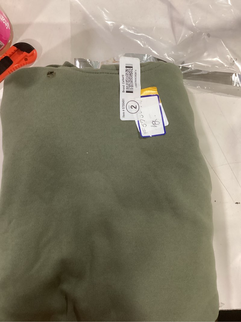 Condition photo showing As Is for Carhartt Men's Green Medium weight Fleece Long sleeve Graphic Sweatshirt ( L )