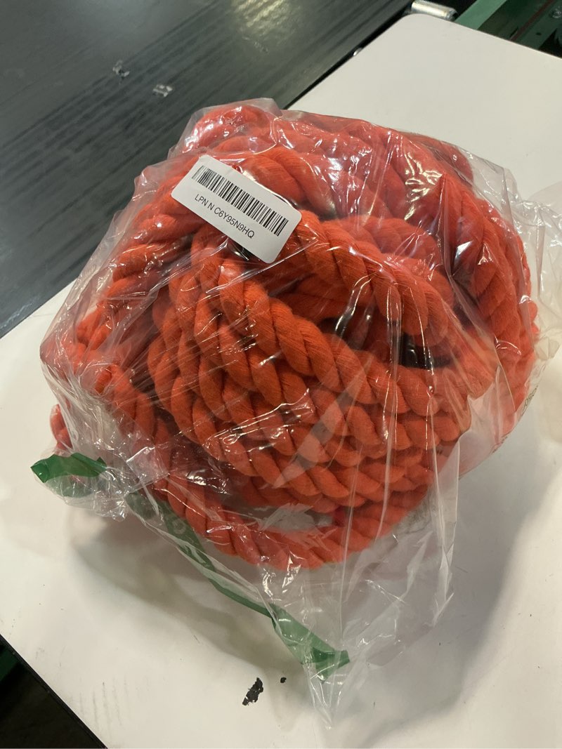 Condition photo showing Good Condition for field day tug of war rope with flag for kids and adults, family reunion birthday party games, summer outside lawn games, camping picnic carnival games for team building activities, orange 40ft