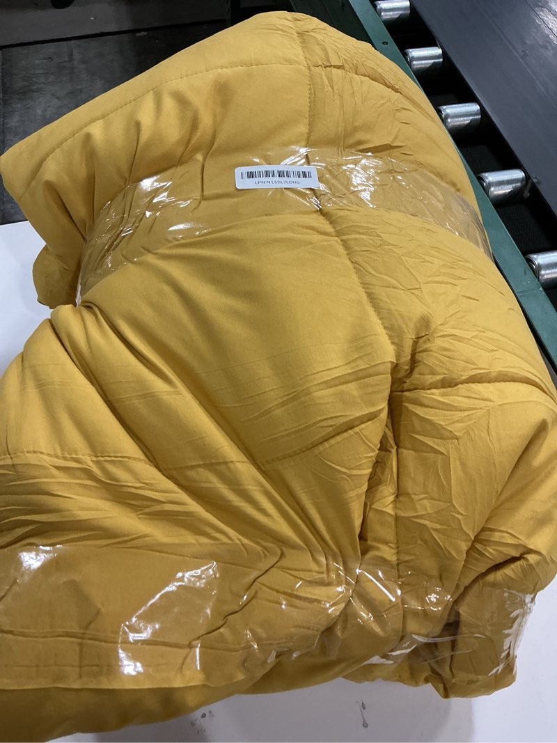 Condition photo showing As Is for Bedsure Comforter Duvet Insert - Quilted Comforters Queen Size, All Season Duvet, GentleSoft Down Alternative Bedding, with 8 Tabs, Gifts for Women/Men, Mustard Yellow, Queen 88 x 88 Inches Mustard Yellow Queen