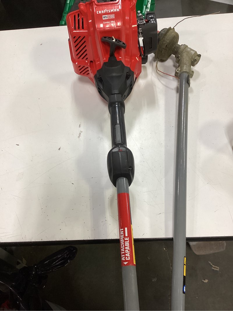 Condition photo showing As Is for craftsman ws2200 25-cc 2-cycle 17-in straight shaft attachment capable gas string trimmer