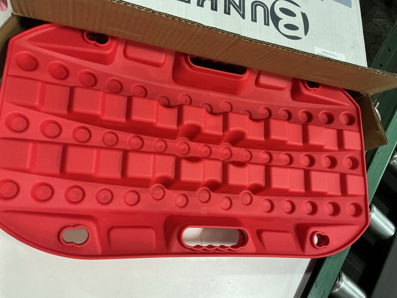 Condition photo showing Good Condition for BUNKER INDUST Off Road Traction Boads, 2 Pcs Short Recovery Track Traction Mats for 4WD Mud, Sand, Snow Ramps-Red Tire Traction Tool (Without Strap)