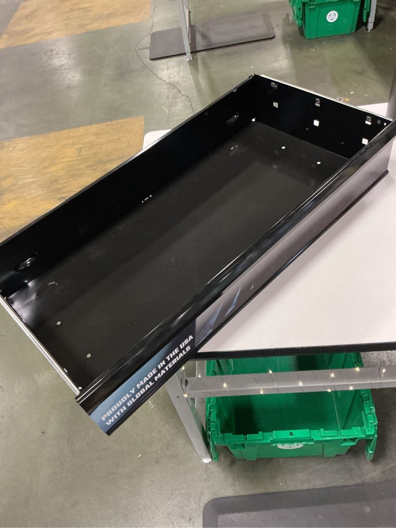 Condition photo showing As Is for Black tool drawer 34”x17”x6”