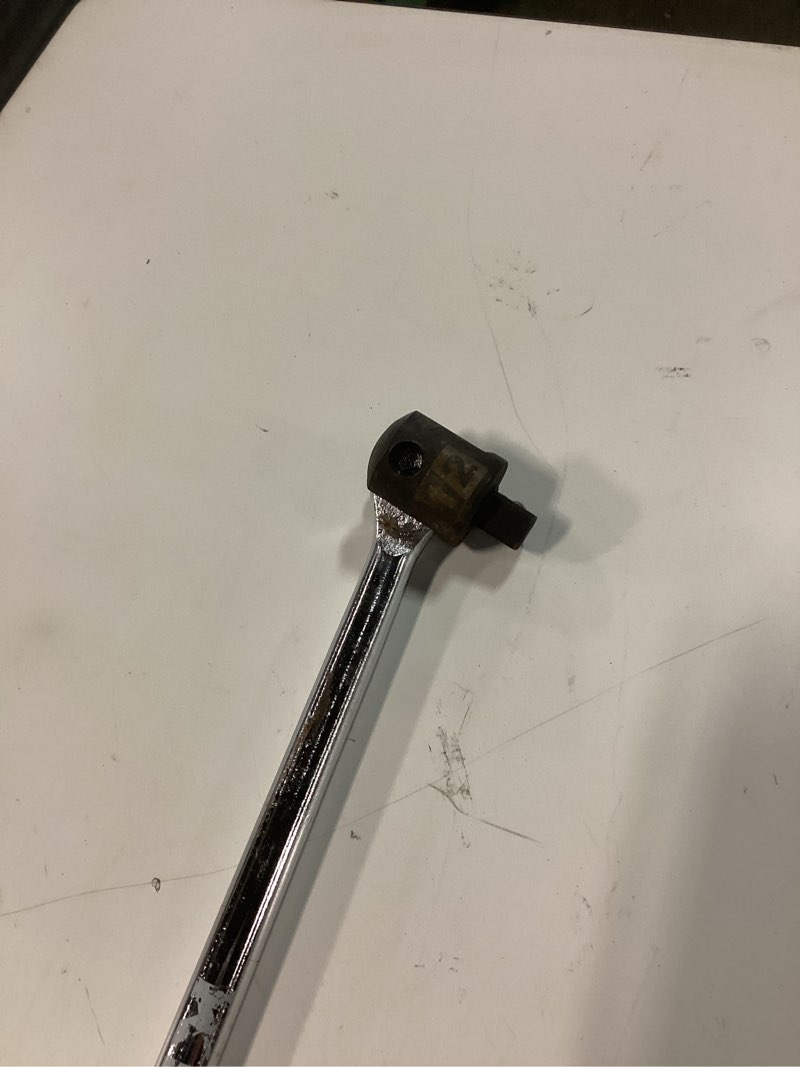 Condition photo showing As Is for 32-inch 1/2” drive breaker bar, heavy duty extension breaker bar, 250° rotatable head, premium chromium molybdenum steel, mechanical work, automobile and motorcycle maintenance and repair 1/2" 32 in