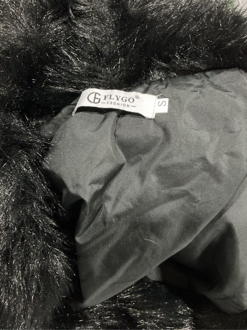 Condition photo showing Good Condition for flygo womens long faux fur coats winter fluffy open front luxury overcoat shaggy lapel long sleeve fuzzy warm cardigan jacket black small