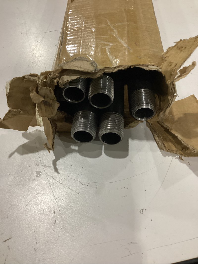 Condition photo showing As Is for geilspace 6 pack 1/2" × 24" heavy duty pre-cut grey metal pipe, industrial steel fits standard half inch threaded pipes and fittings - vintage diy industrial shelving (1/2" × 24", grey) 1/2" × 24" gray