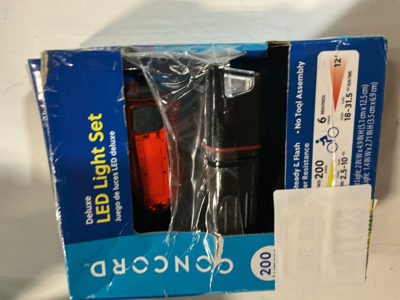 Condition photo showing Good Condition for concord deluxe led bike light set, 200 lumens, front and rear
