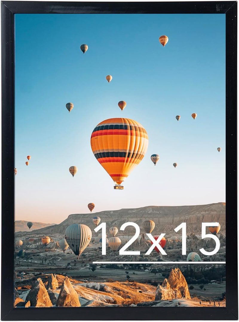 Giftgarden 12x15 Picture Frame Black, 12 by 15 Thin Photo Frame for Wall Display, Single