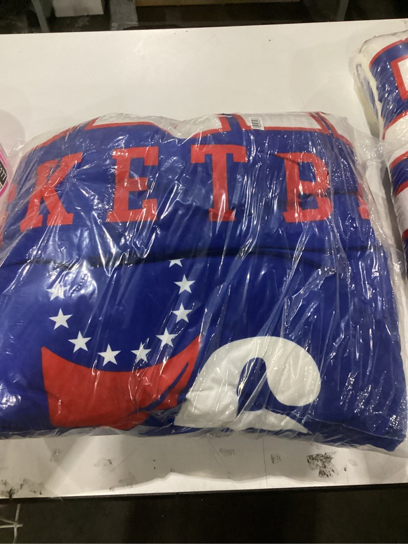 Condition photo showing New/Like New for FOCO Unisex-Adult NBA Team Color Sherpa Fleece Blanket 60" x 70" Philadelphia 76ers 60" x 70"