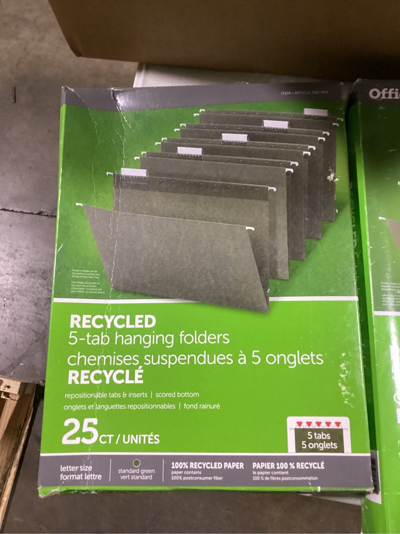 OfficeDepot recycled 5 tab hanging folders