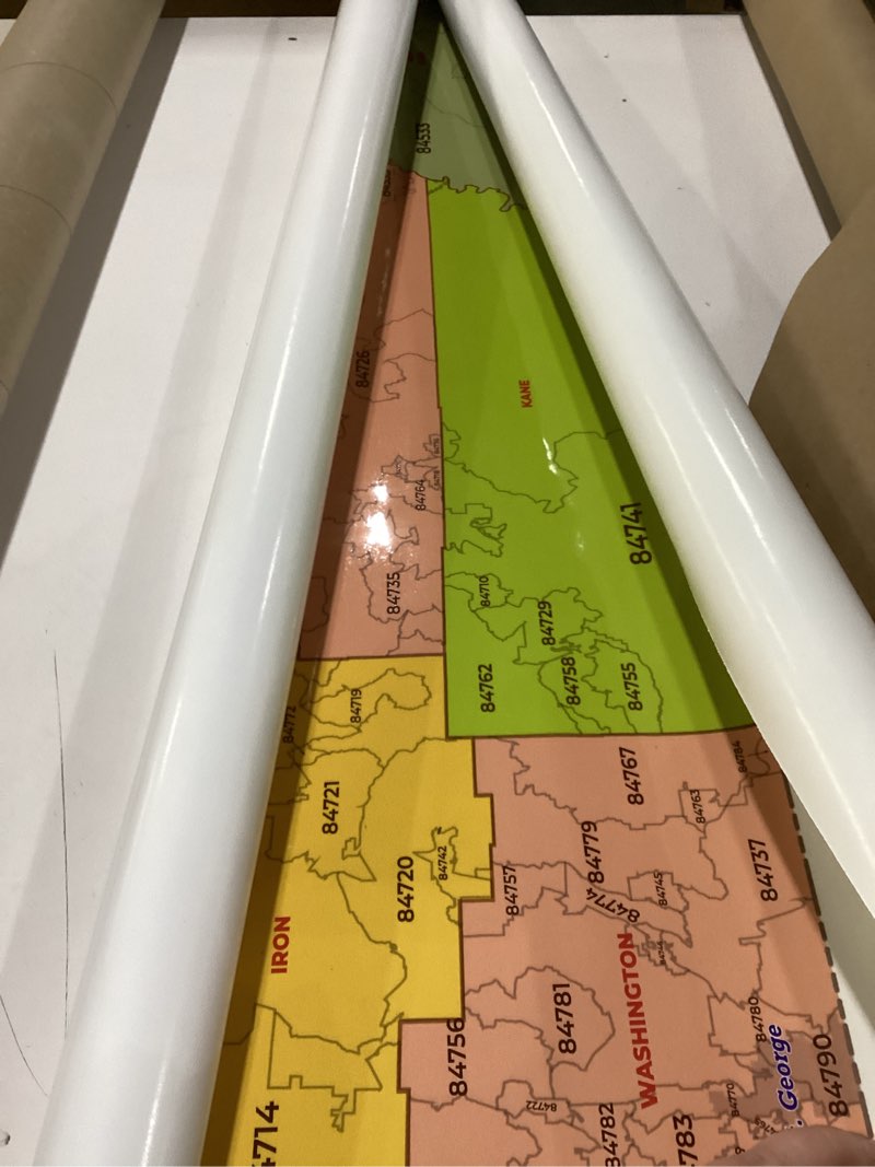 Condition photo showing New/Like New for Utah ZIP Code Map with Counties - Standard - 36" x 47.5" Laminated