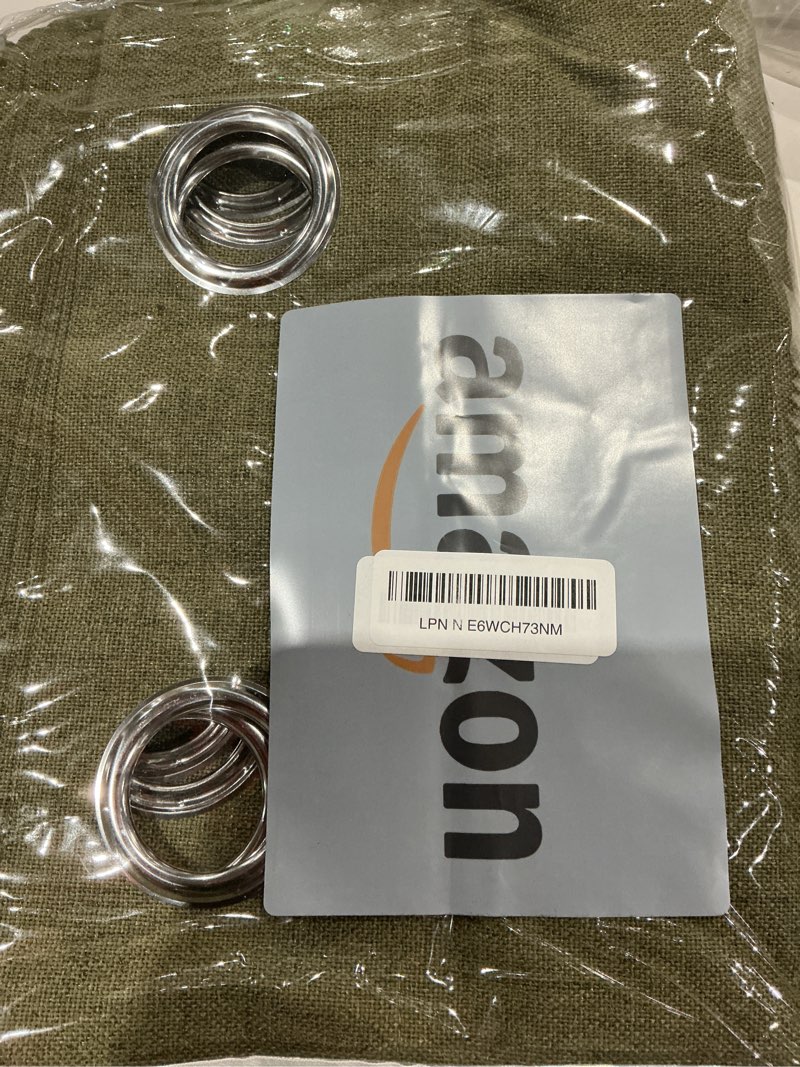 Condition photo showing Good Condition for miulee linen texture curtains for bedroom solid 100% blackout thermal insulated light olive green curtains grommet room darkening drapes for living room nursery 52x63 inch (2 panels) light olive green 52"w x 63"l (pack of 2)